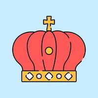Royal Crown Flat design style, red and gold crown with a cross, symbolizing the monarchy, suitable for historical themes, luxury branding, and royal event designs. vector