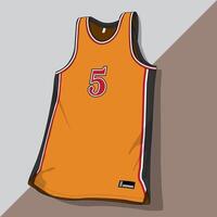 Orange color basketball jersey design template front view vector