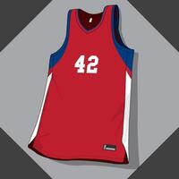 Red color basketball apparel uniform with number in front vector