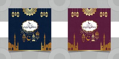 Set Ramadan Sale Square Banner Promotion Template. Suitable for Web Promotion and Social Media Template Post for Ramadan Kareem Greeting Card, Event, and etc vector