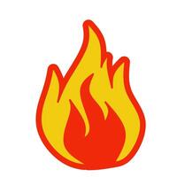 Flat style fire icon with red and yellow flames. Simple and modern design, perfect for warning signs, energy concepts, heat symbols, or digital graphics vector