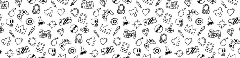 gamer game icon gaming device icon doodle pattern background vector