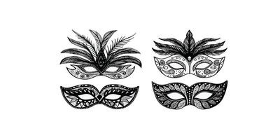 Print Elegant Venetian Masks vector