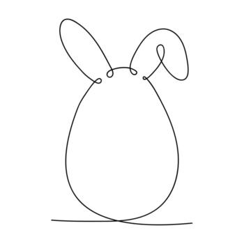 Easter egg with bunny ears in one continuous line vector