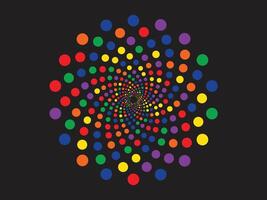 Fibonacci Dotted Spiral background. Swirl pattern dots on a black background. Abstract dotted spiral vortex. vector