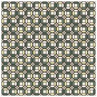 Geometric seamless pattern featuring interlocking circles and squares in teal, mint green, and cream, outline in brown, It could be used as a wallpaper, fabric design, or other decorative elements vector