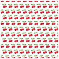 A seamless pattern featuring clusters of red cherries with green leaves on a white background, It could be used as a wallpaper, fabric design, curtain, pillow or other decorative element vector