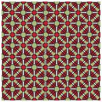 A colorful geometric pattern featuring red and green circles and diamond shapes arranged in a grid-like design. vector