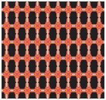A vibrant geometric pattern featuring interlocking shapes in pink and orange hues on a black background, creating a stylish grid effect. vector
