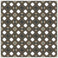 A repeating geometric pattern featuring overlapping circles and star-like shapes in earthy tones of brown and green, set against a white background. vector