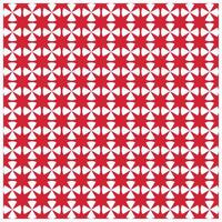 A repeating geometric pattern of red stars and white shapes creating a dynamic visual texture on a square field. vector
