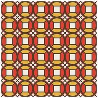 Colorful geometric pattern featuring overlapping red and yellow ovals with white squares and brown outlines against a light background. vector