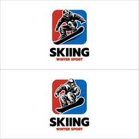 set of snowboarding logos, emblems and design elements vector
