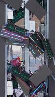 Close-up of vandalized digital billboard with broken LED panels video
