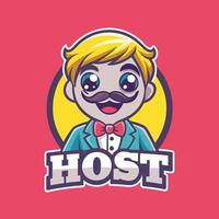 Cute Host in a Logo Character Cartoon Design vector
