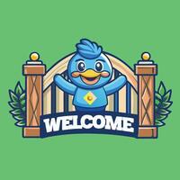 Amiable Wooden Gate Mascot Character with a Cheerful Expression vector