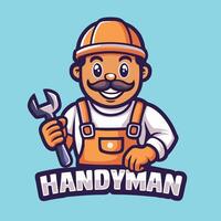 Adorable Handyman Mascot Character with a Cute and Professional Image vector