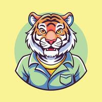 Cartoon Character Mascot Logo of a Fierce Tiger Head Representation vector