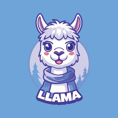 Adorable Llama Mascot Cartoon Character Illustration