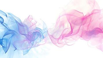 Beautiful abstract pink and blue smoke swirling on a white background photo