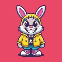 Adorable Bunny Mascot Character in a Relaxed and Chill Pose vector