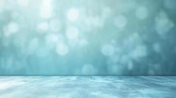 Abstract blue background with blurred bokeh lights and a textured surface evokes a sense of serenity and creative possibility. photo