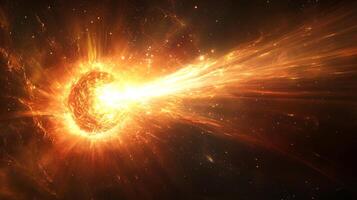 A cosmic dance of light and energy, a stellar explosion illuminates the dark canvas of space, showcasing the raw power of the universe. photo