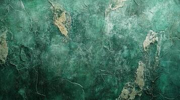A textured green wall with beige highlights creates a rustic and artistic backdrop, perfect for adding depth and character to designs. photo