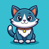 Cartoon Illustration of a Cute Cat Character with Mascot Logo Design vector