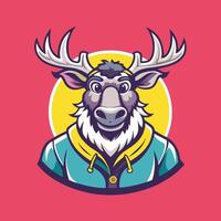 Minimalist Moose Mascot Illustration with Bold Lines for Branding or Merchandise vector