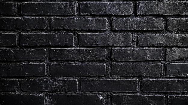 A striking photograph capturing a black brick wall, its surface textured and intriguing, showcasing the craftsmanship of masonry design. photo