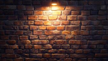 Warm light on an old brick wall. The texture and colors create a rustic atmosphere, perfect for backgrounds and visual storytelling. photo