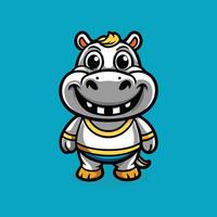 Cute and Playful Hippo Mascot Character Cartoon Illustration vector
