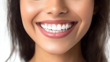 Radiant smile showcasing healthy teeth and a confident expression, emphasizing dental care and overall well-being for a positive impression. photo