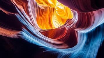 Abstract image of a canyon with colorful layers and textures, showcasing unique geological formations and natural beauty. photo