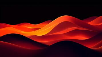 Abstract fiery waves flowing against a dark background, creating a sense of warmth and dynamism with a gradient of oranges and reds. photo