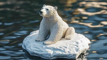 Polar bear stranded on melting ice. A poignant symbol of climate change impacting arctic wildlife and their fragile environment. photo