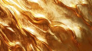 Abstract golden fabric with flowing textures and shimmering highlights, creating a sense of luxurious elegance and rich visual interest. photo