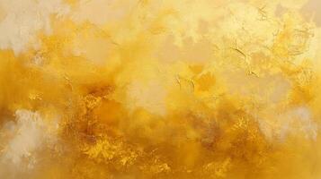 An abstract painting featuring an array of gold and yellow hues, creating a sense of warmth and a luxurious, shimmering texture. photo