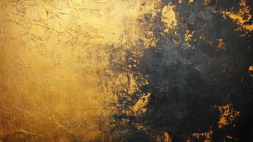 Abstract art featuring textured gold blending into darker hues, creating a visually rich and complex composition. Striking contrast. photo