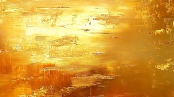 Golden brushstrokes create a rich, textured abstract. A canvas of luminous, opulent, metallic hues evokes warmth and brilliance. photo