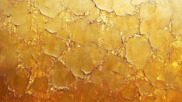 Abstract golden surface with cracks and textures. Rich hues and patterns create a luxurious and weathered effect, full of depth and character. photo