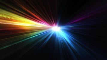 Vibrant bursts of light emanate from a central point, creating an energetic and dynamic visual display on a dark background. photo