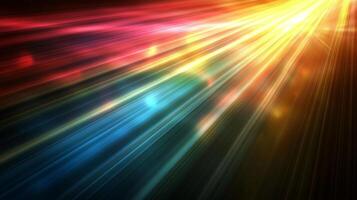 A vibrant and dynamic abstract image featuring converging multicolored rays of light, creating a powerful and energetic visual effect. photo