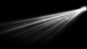 Radiant light beams cascade through darkness, illuminating dust particles in the air. Ethereal glow emanates from a single source. photo