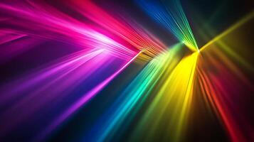 Colorful light beams converge in a burst of vibrant energy, creating a dynamic and eye-catching display of illumination and color transitions. photo
