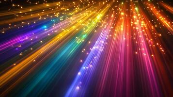 A vibrant spectacle of multicolored light rays streaking across the darkness, creating an ethereal and captivating display of energy and brilliance. photo