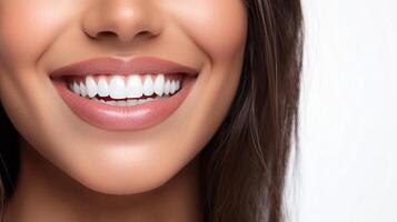 A beautiful smile with bright white teeth exudes confidence and radiates positivity. It's the perfect way to make a lasting first impression. photo
