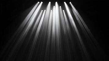 Rays of light pierce through darkness, illuminating a scene with a dramatic and theatrical flair, creating an atmosphere of suspense and wonder. photo