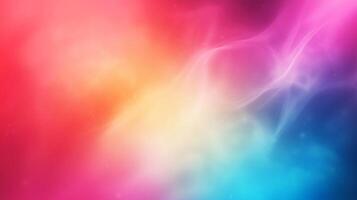Abstract background with a smooth gradient transition of colors from red and yellow to purple and blue, creating a dreamy and vibrant effect. photo